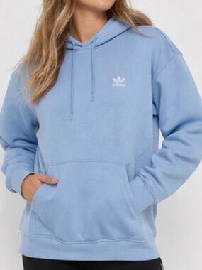 Adidas Light Blue Hoodie Size Medium Pullover Logo Sweatshirt Cozy